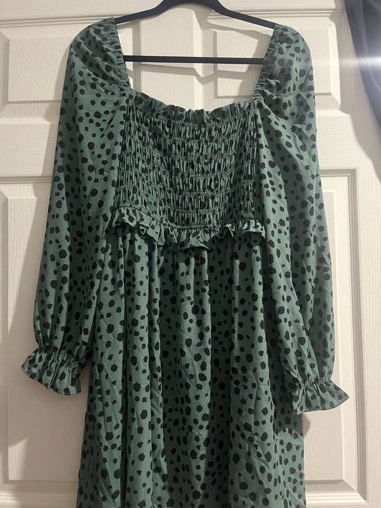 glam Dresses & Skirts - glam Sage Green Dress with Black Spot Print